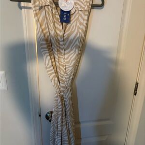 La Mer Luxe, NWT, Medium button down dress, animal print, beige brown, woman’s